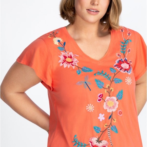 Johnny Was Tops Johnny Was Grace Flutter Sleeve Tee Size Small Poshmark